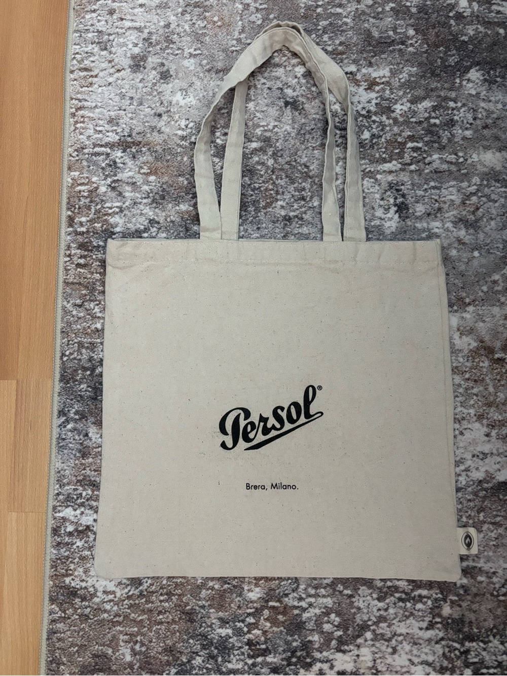 Persol Natural Canvas Tote with Black Logo